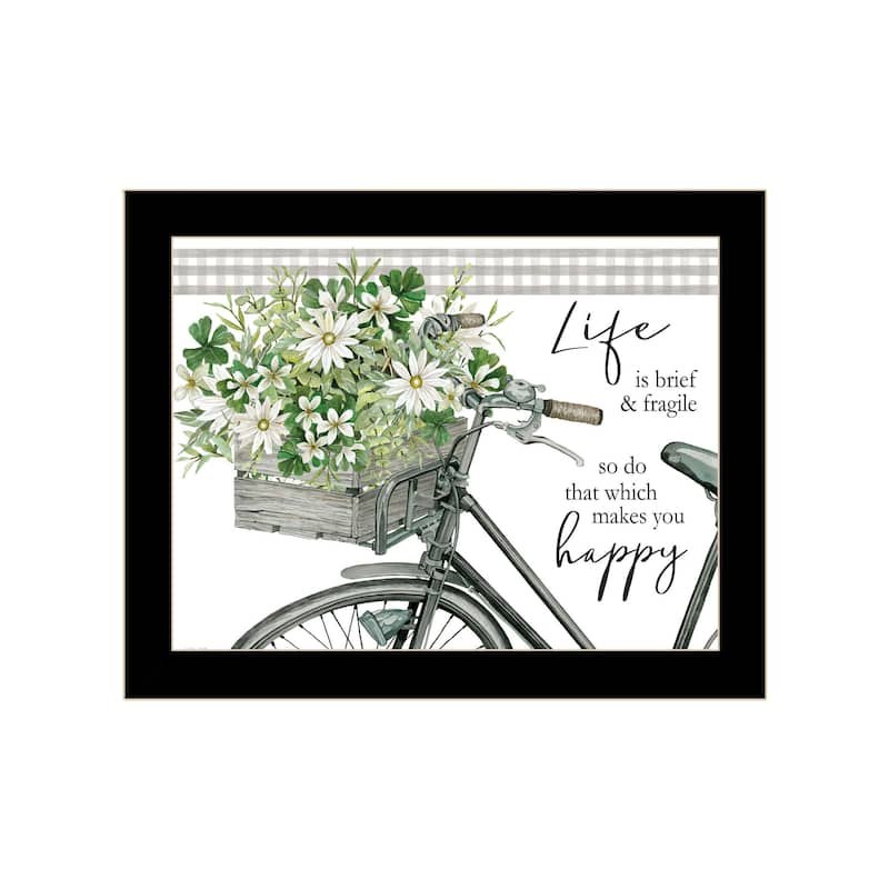 TrendyDecor4U Contemporary "DO THAT WHICH MAKES YOU HAPPY" Framed Print Wall Art - Black