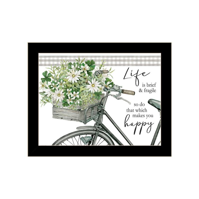 TrendyDecor4U Contemporary "DO THAT WHICH MAKES YOU HAPPY" Framed Print Wall Art - Black
