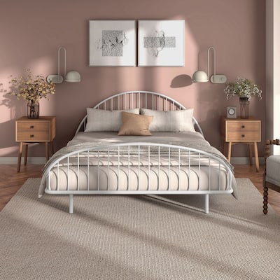 Furniture of America Duke Curved Metal Powder Coated Bed Frame, Box Spring Needed