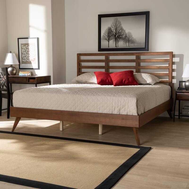 Shiro Mid-Century Modern Wood Platform Bed