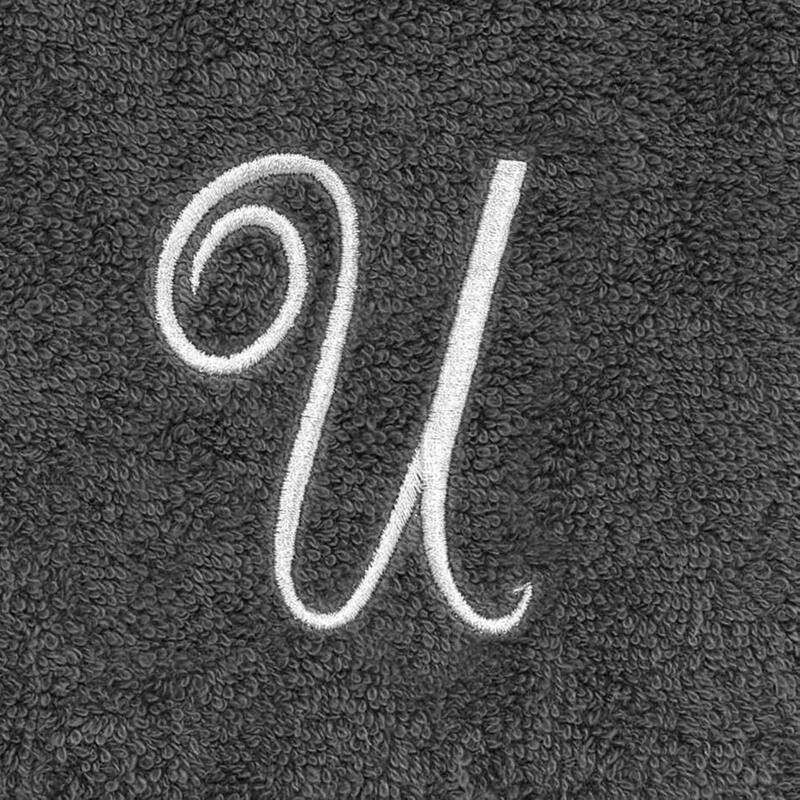 Avanti Linens Granite/Silver Script Monogram Fingertip Towel Letter U - Fingertip Towel