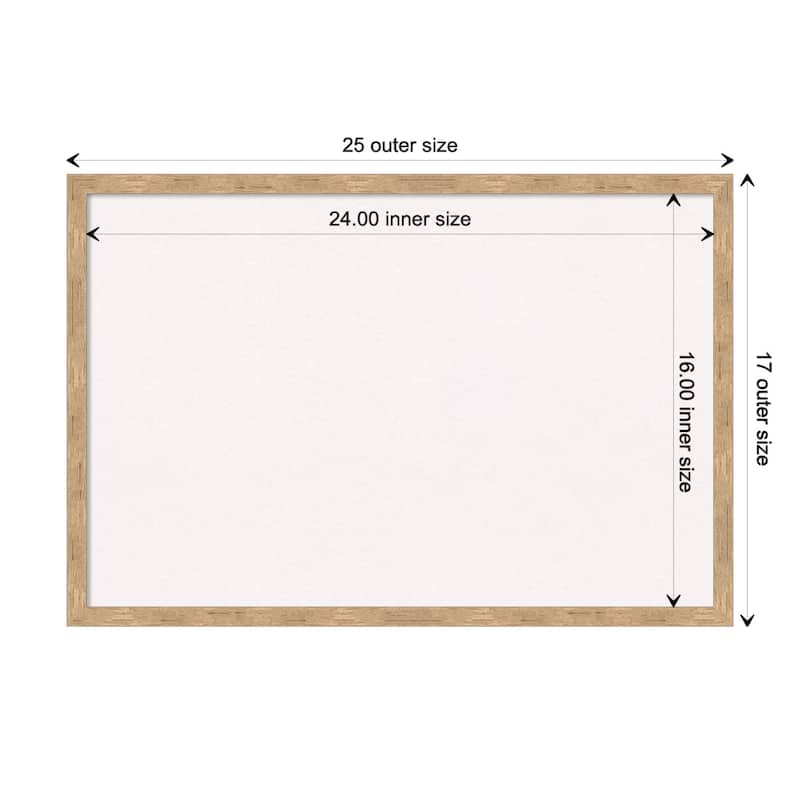 Imprint Wood Framed White Corkboard Bulletin Board - Imprint Light Bronze - Board Size 24x16
