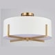 preview thumbnail 10 of 12, Surrey 18-in W Natural Brass Mid-Century Modern Semi Flush Mount Ceiling Light White Linen Drum Shade