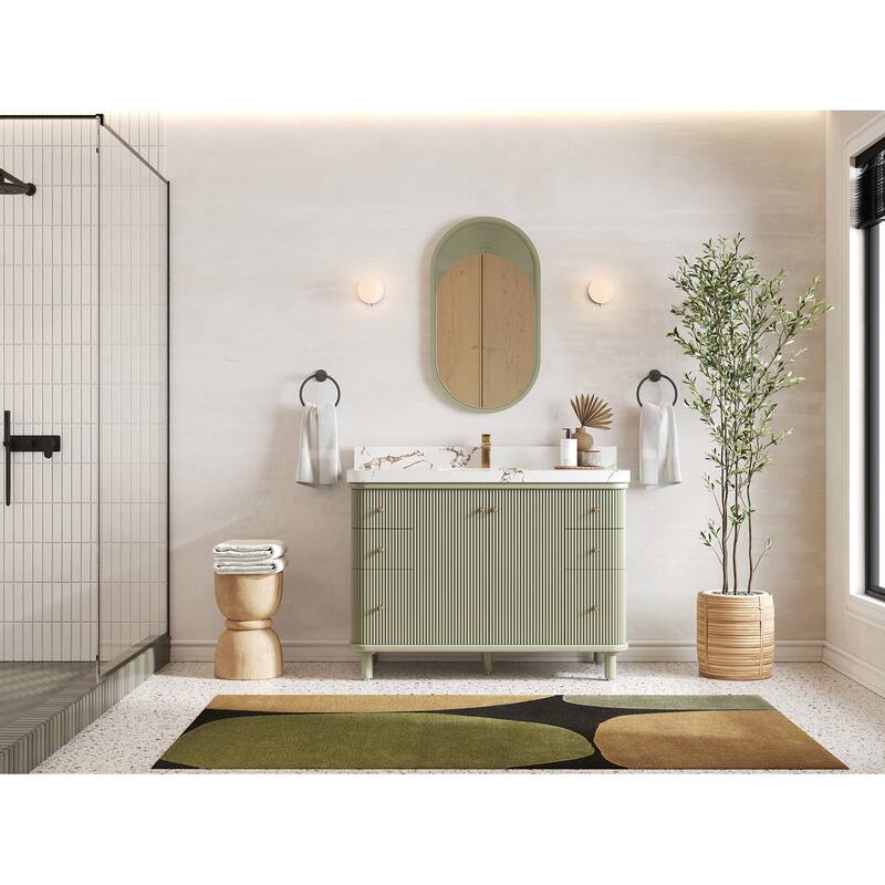 Willow Collections 48 in. W x 22 in. D Reeded Miami Single Bowl Sink Bathroom Vanity with Countertop