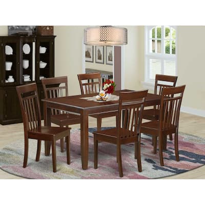 Classic 7 Piece Dining Set - Rectangle Wood Table & 6 Chairs - Kitchen Dinette Set