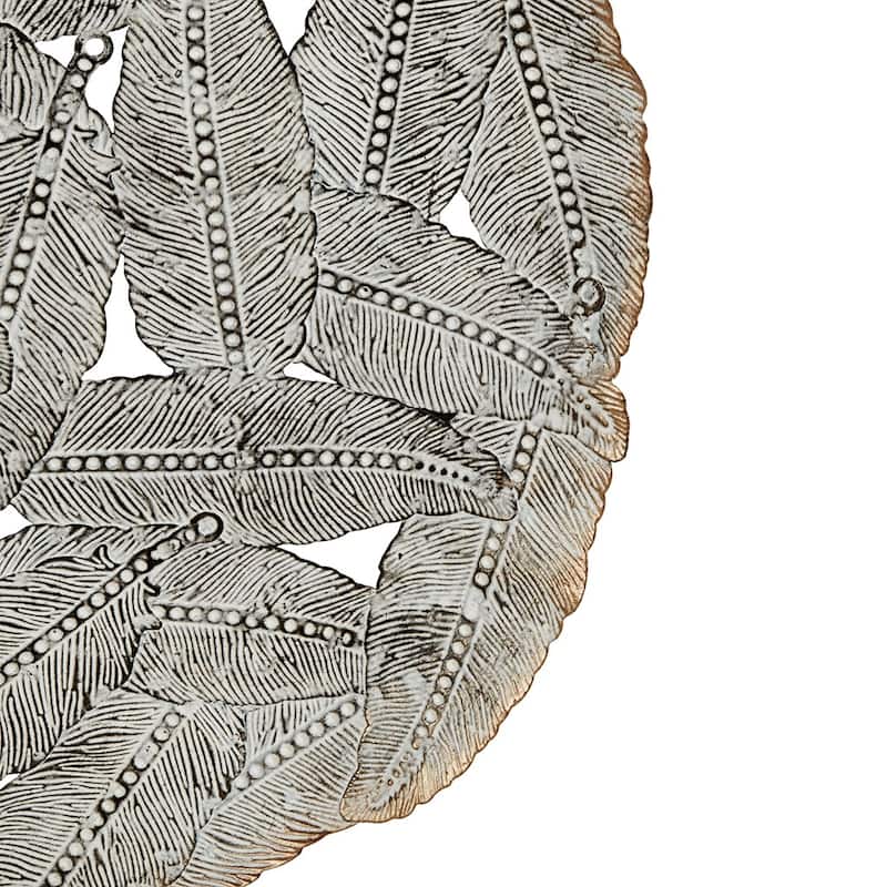 Textured Feather 3-piece Metal Disc Wall Decor Set - Green