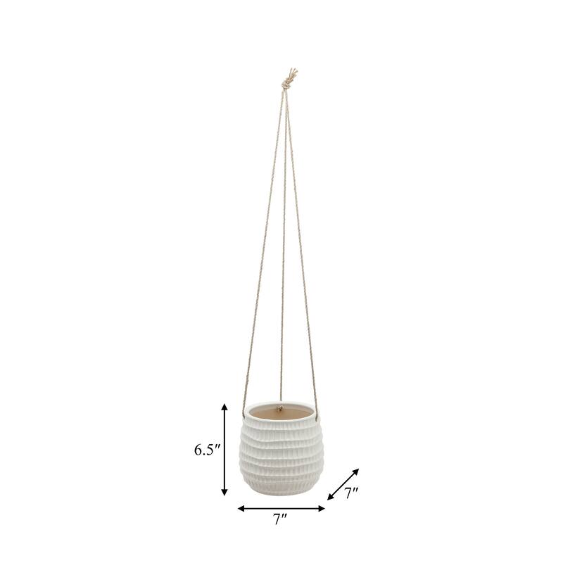 Sagebrook Home Neutral Textured Ceramic Hanging Planter
