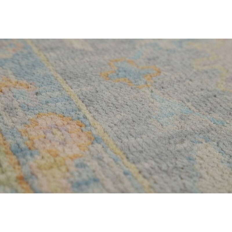 All-Over Floral Oushak Oriental Area Rug Hand-Knotted Wool Carpet - 8'10" x 11'9"