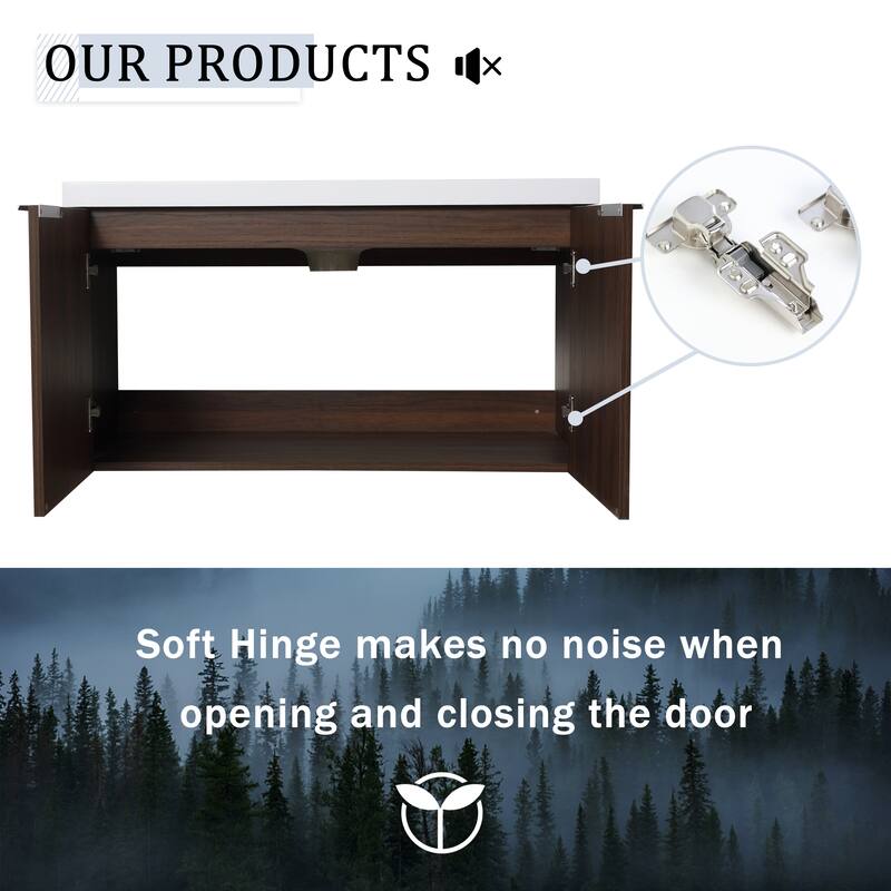 60 Inch Bathroom Vanity with Soft Close Doors, Resin Sink, Ample Storage and Matching Small Shelves (KD Packing)