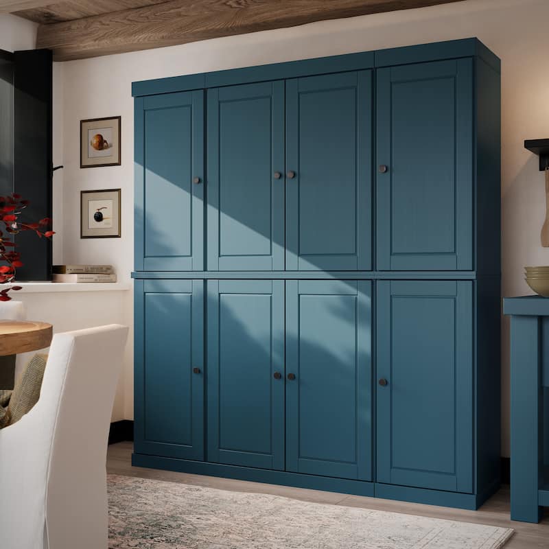 Palace Imports 100% Solid Wood 65" Kitchen China Pantry Cabinet - 65" x 71.5" - Teal Blue - Solid