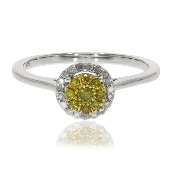Prism Jewel 0.25 Ctw Yellow Color Diamond With Natural Diamond Engagement Ring - White I-J
