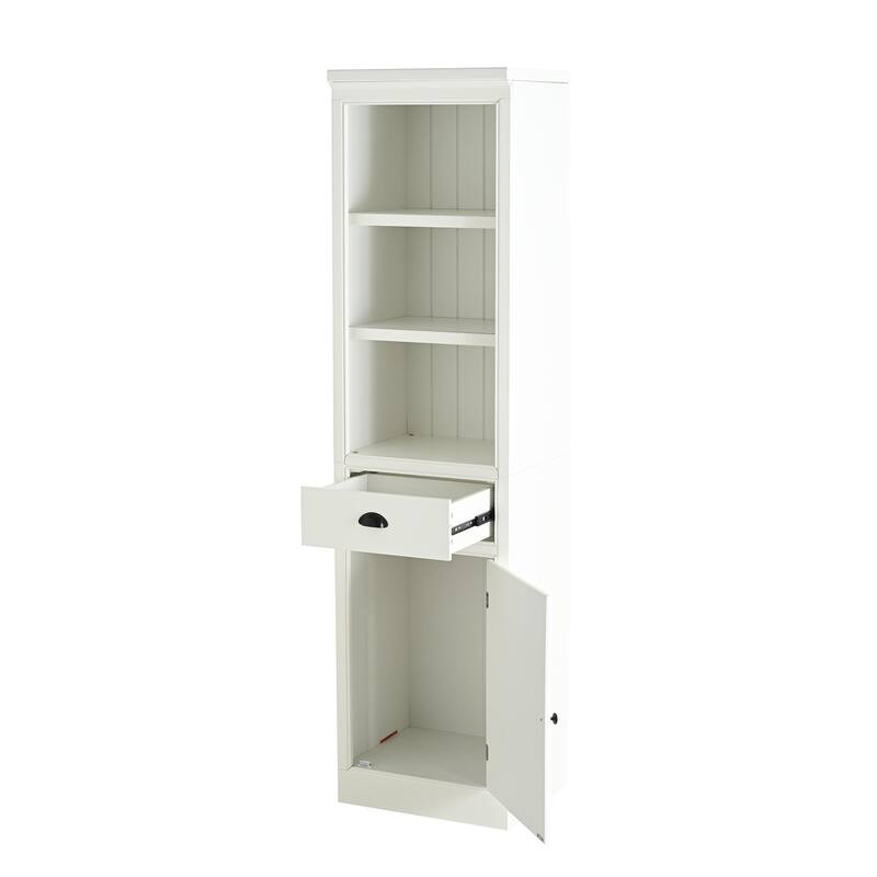 75" Wood Display Shelf with Drawer, Freestanding Book Display Cabinet Curio Storage Cabinet for Living Room, Office