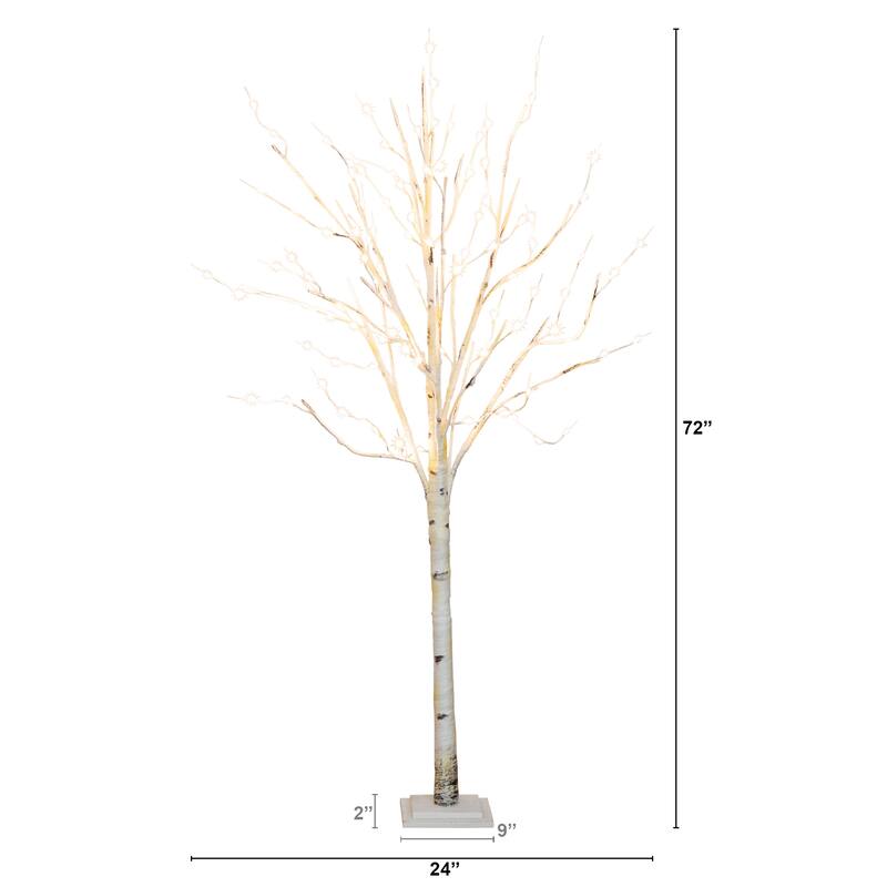 Pre-Lit Birch Artificial Christmas Tree - 6' - Warm White LED Lights