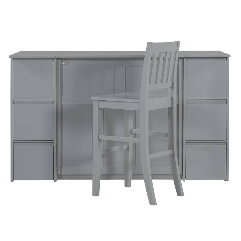 Twin Size Murphy Bed with Drawers, Cabinets, USB Ports