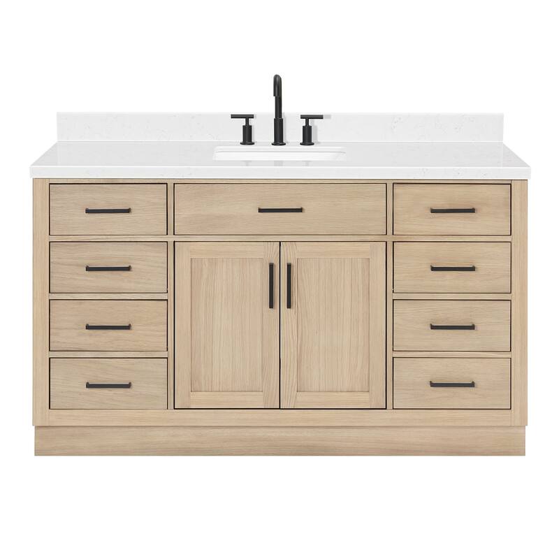 Ariel T060SCQRVO Hepburn 60" Free Standing Single Basin Vanity Set - Oak