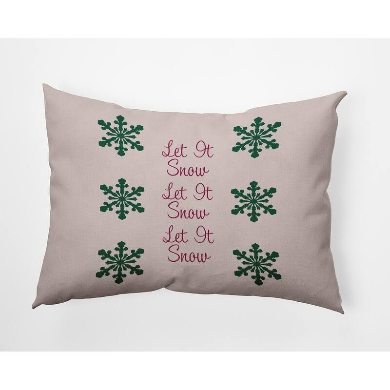 Winter Let It Snow Indoor/Outdoor Throw Pillow - 14" x 20" - Pale Pink