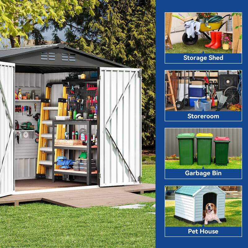 Moasis 8 ft. W x 6 ft. D Steel Storage Shed
