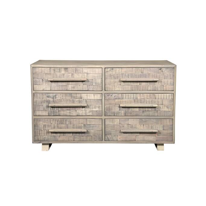 HomeRoots 57" Gray Solid Wood Six Drawer Dresser