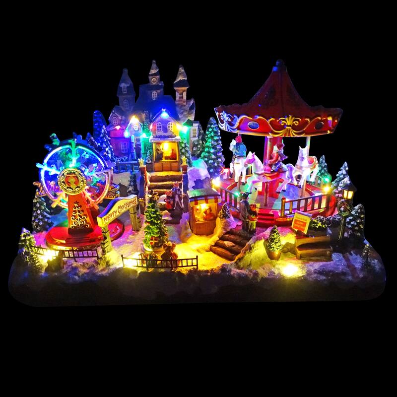 Alpine Corporation Christmas Winter Wonderland Set with LED Lights and Music