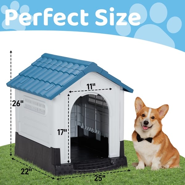 Plastic Dog House with Air Vents, Elevated Floor, Insulated