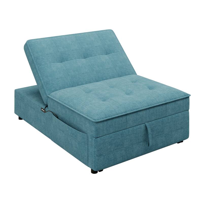 72.5" Linen 4-in-1 3-Seater Sleeper Sofa with 5-Level Adjustable Backrest And Storage Pocket