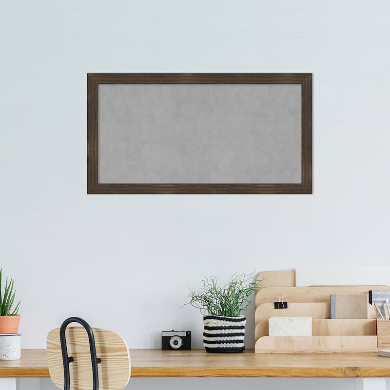 Amanti Art Woodgrain Stripe Chocolate Framed Magnetic Board