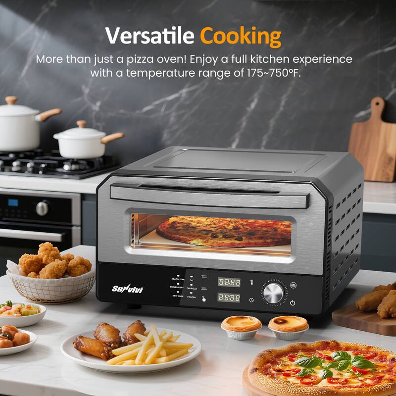 Electric Indoor Pizza Oven with 6 Presets