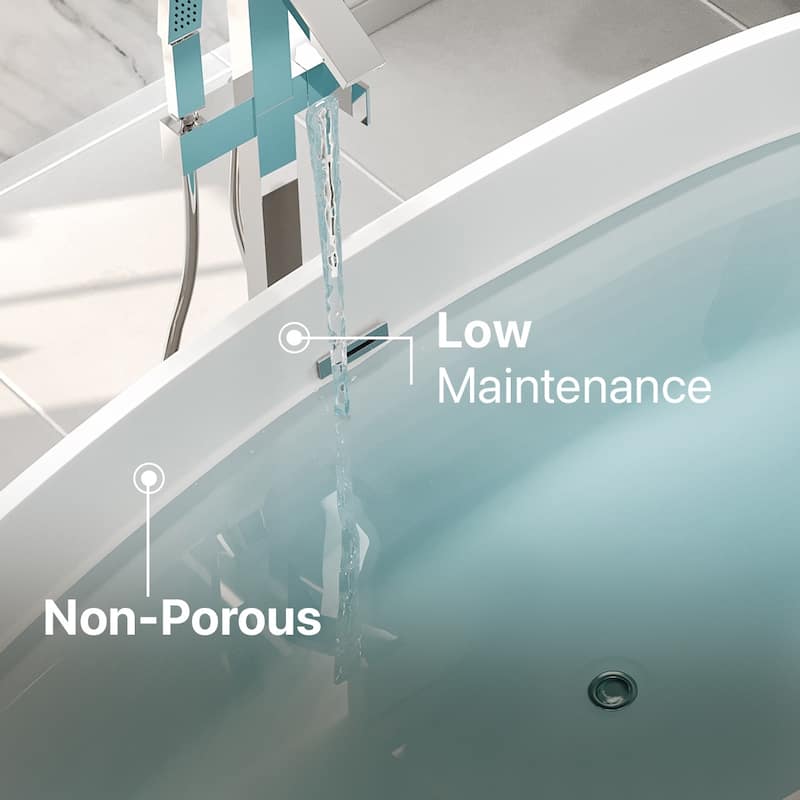 Eviva Viva 60" Matte GR/WH Oval Solid Surface Freestanding Bathtub