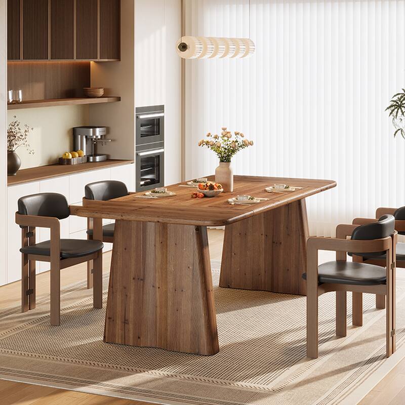 63 Inches Farmhouse Solid Wood Kitchen Dining Table for 4