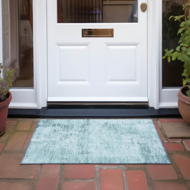 Machine Washable Indoor/ Outdoor Abstract Modern Chantille Rug