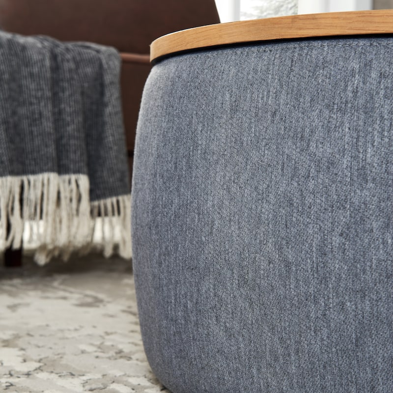 Roomfitters Round Storage Ottoman with Removable Lid, 2-in-1 Design Serves as End Table or Footrest, Modern Living Room