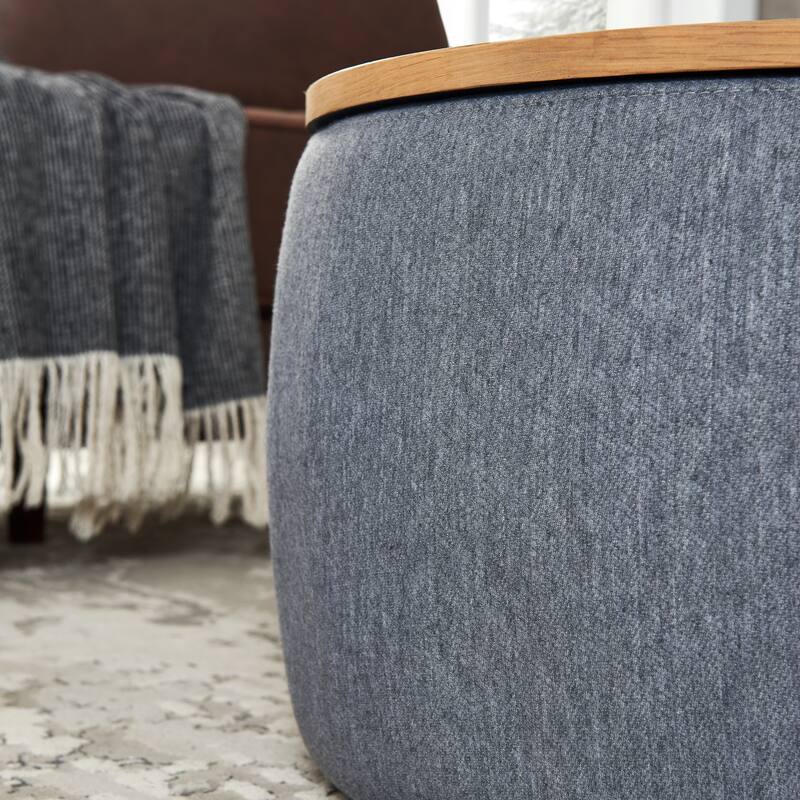 Round Fabric Storage Ottoman with 2 in 1 Function