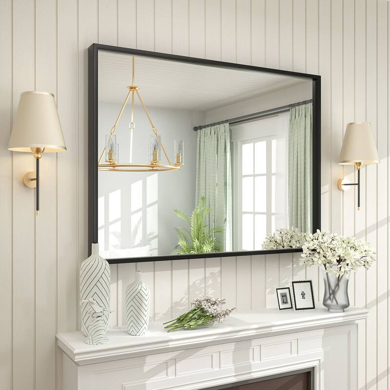 Aluminum Alloy Framed French Cleat Mounted Tempered Glass Wall Vanity Mirror