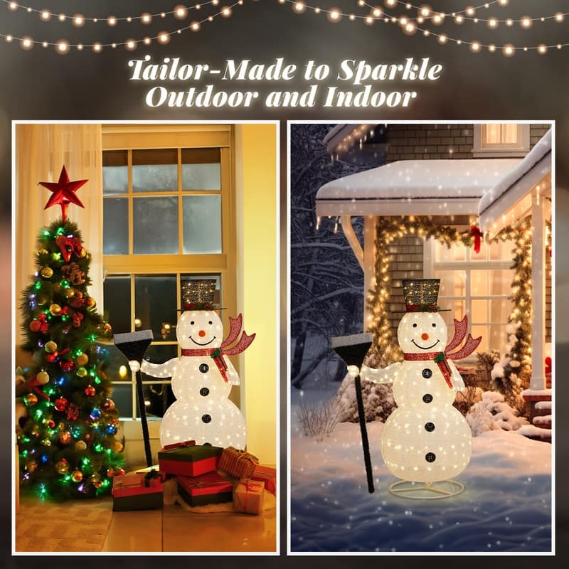 5FT Lighted Collasipble Snowman with Groom Snowman Christmas Yard Decoration