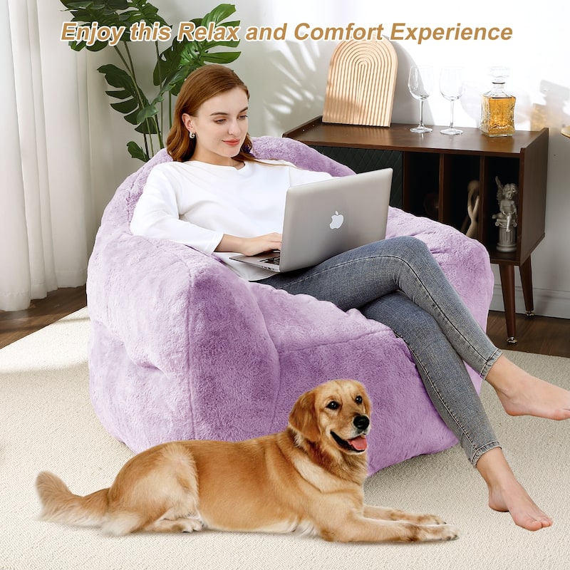 Giant Bean Bag Chair with Armrest Foam Filled Sofa Chair for Living Room Bedroom