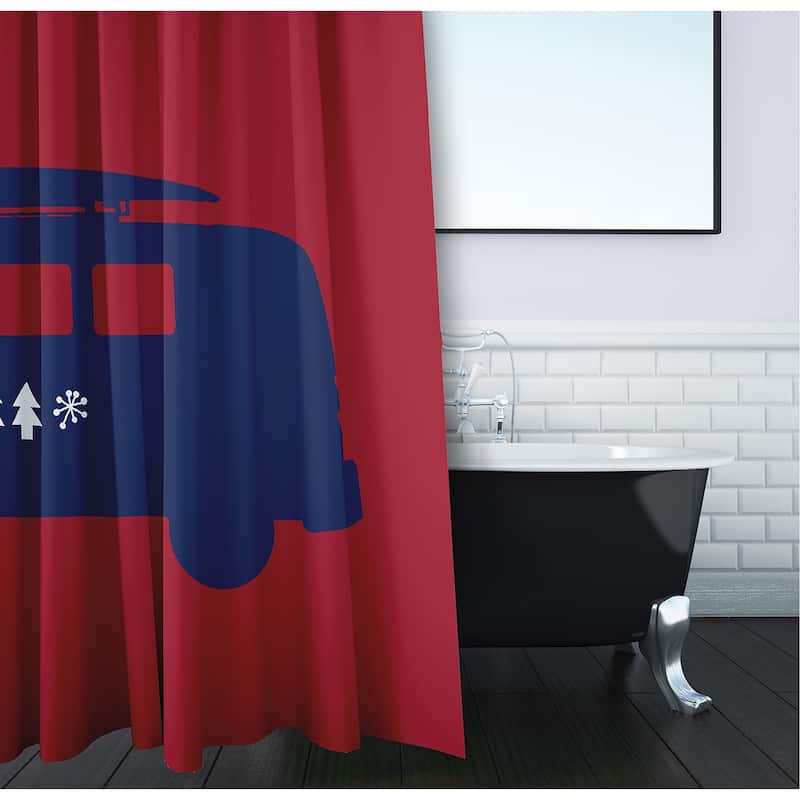 Christmas Surf Bird Shower Curtain