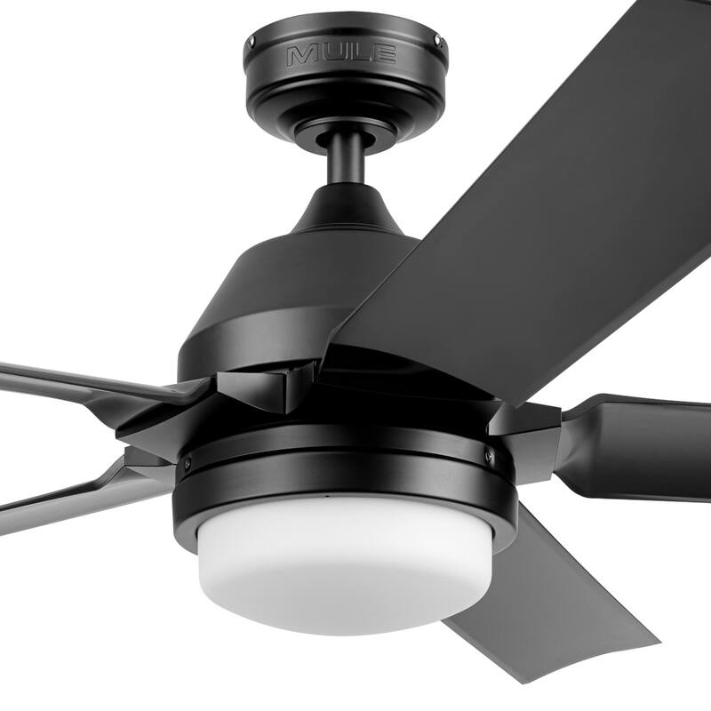54" Mule F5 Matte Black Outdoor Wet-Rated Ceiling Fan with LED Light and Remote Control - 54 Inches