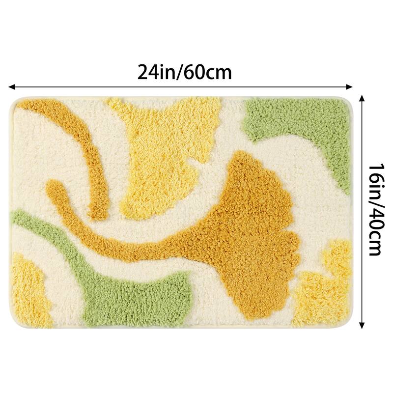 Soft Bath Rugs, Non-Slip Bathroom Rug Botanical Pattern Bath Mat Water Absorbent Thick Shaggy Floor Mat