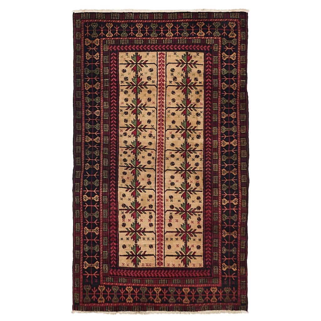 ECARPETGALLERY Hand-knotted Teimani Beige Wool Rug - 3'10 x 6'6