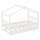 preview thumbnail 9 of 110, Creativity House Bed Twin/ Full Size Frame with Trundle for Boys Girls, Wood Platform Bed with Roof No Box Spring Needed