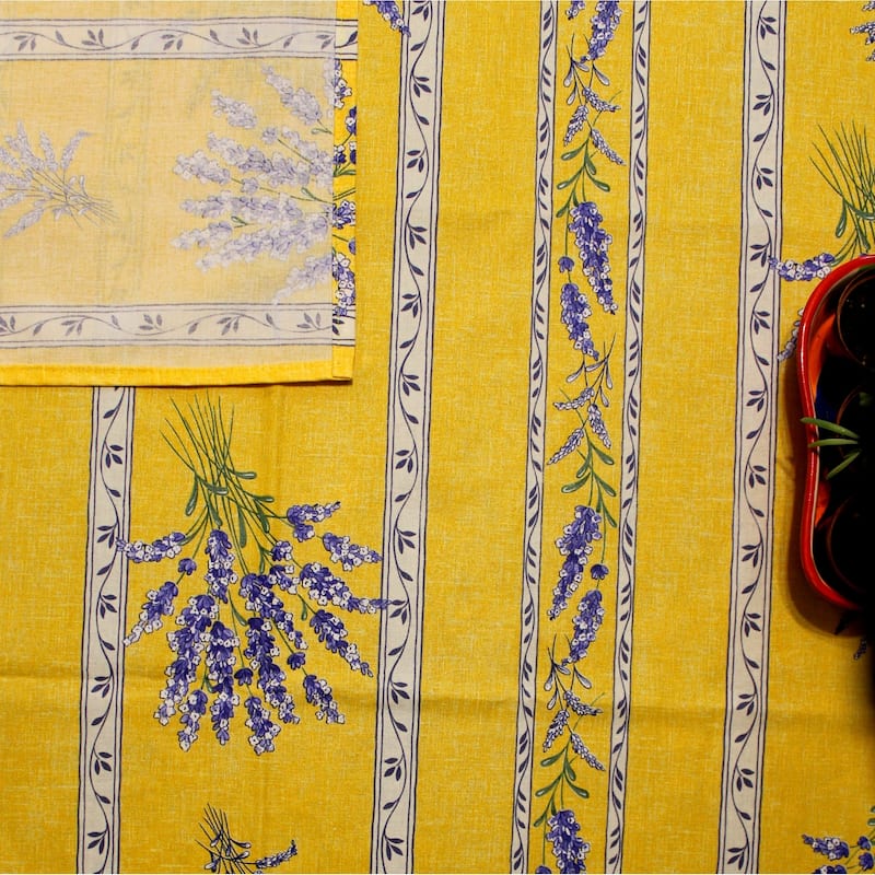 Wipeable Spill Resistant Provencal Cotton Cannes Collection Tablecloth