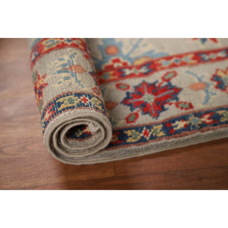 Geometric Kazak Oriental Foyer Rug Hand-Knotted Wool Carpet - 2'0" x 3'0"
