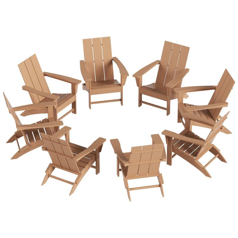 Shoreside Modern Poly Folding Eco-Friendly All Weather Adirondack Chair (Set of 8)