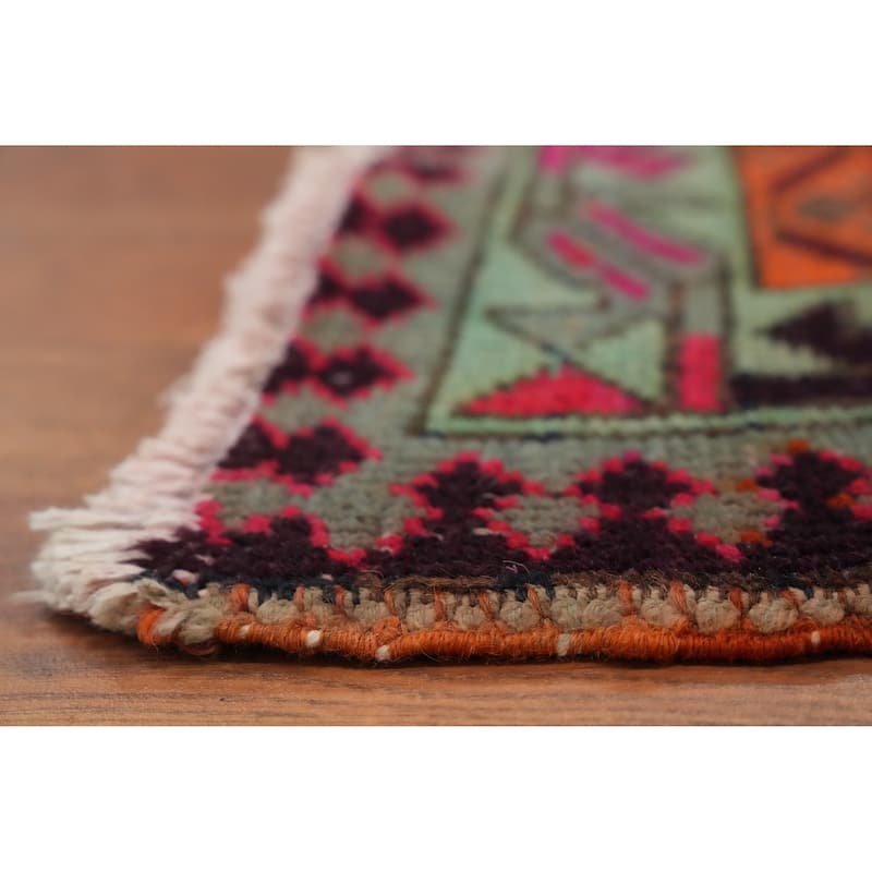 Hand Knotted Oriental 100% Wool Carpet Traditional Geometric Red Ardebil Runner Rug - 10' 6'' X 3' 4''