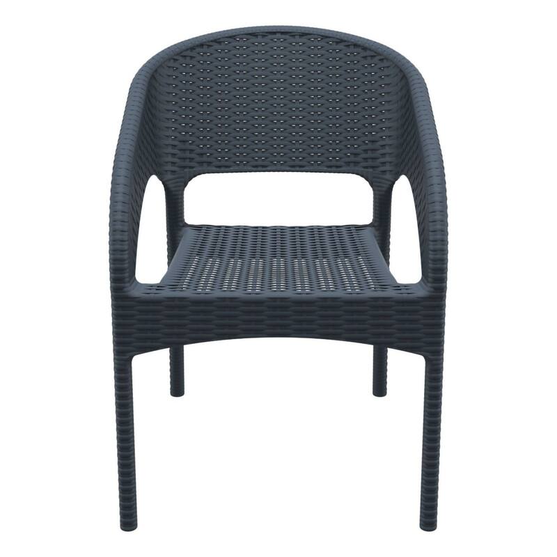 32" Gray Wickerlook Patio Stackable Dining Arm Chair