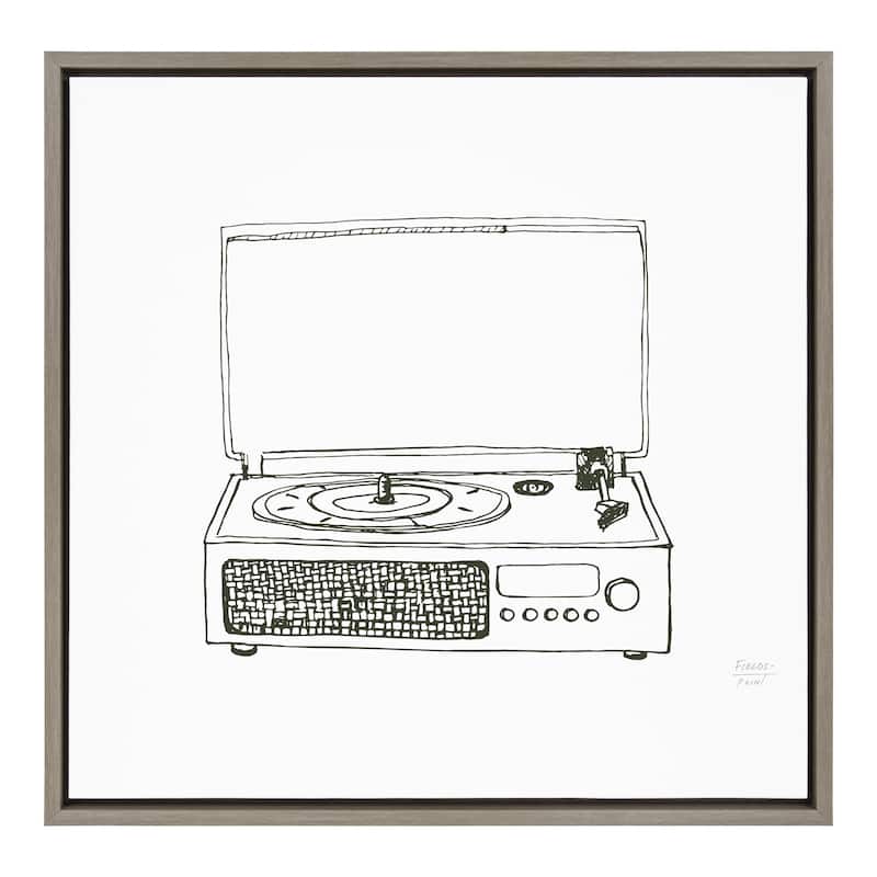 Kate and Laurel Sylvie Record Player Framed Canvas by Statement Goods