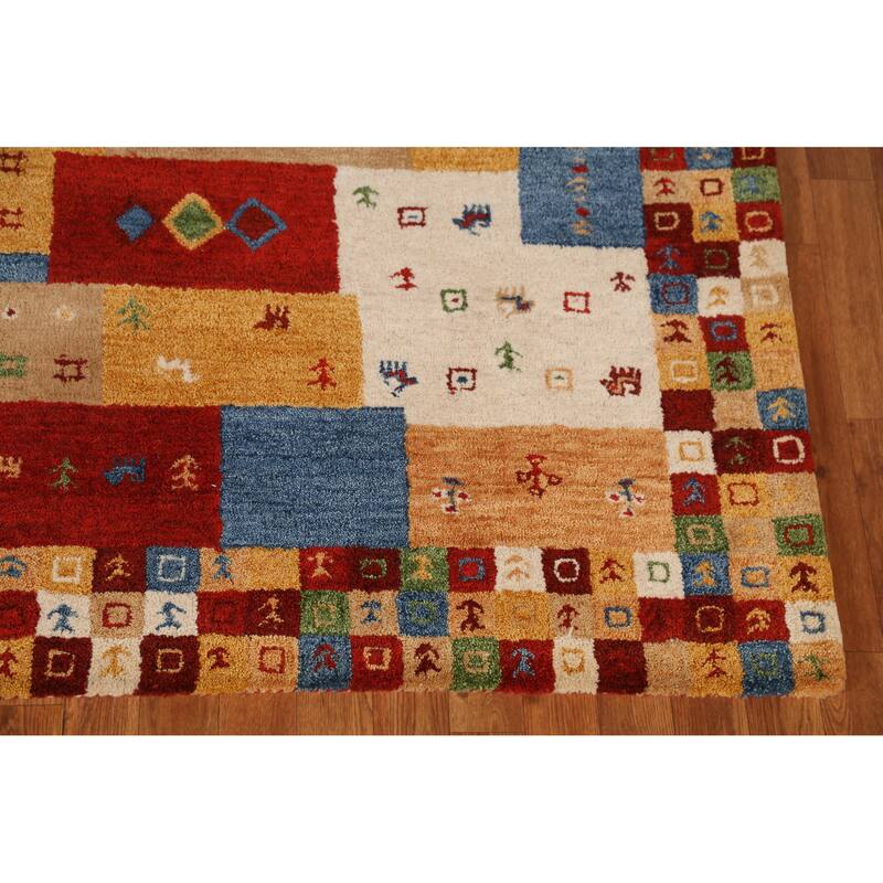 Geometric Gabbeh Indian Area Rug Tribal Handmade Wool Carpet - 5'3" x 7'7"