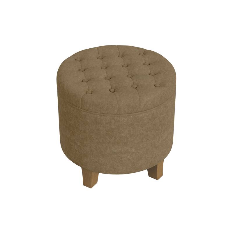 Carson Carrington Hare Button-tufted Round Storage Ottoman