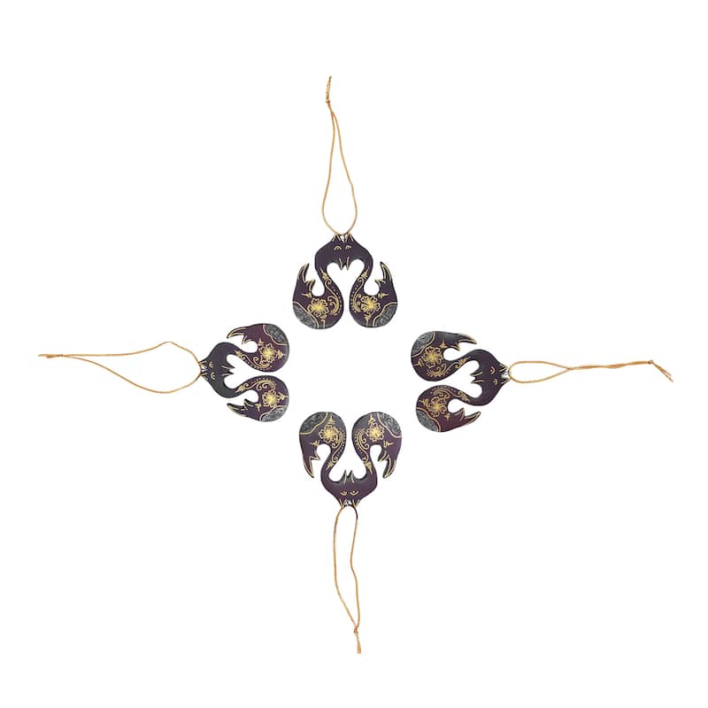 Novica Handmade Little Loving Swans Wood Ornaments (Set Of 4)