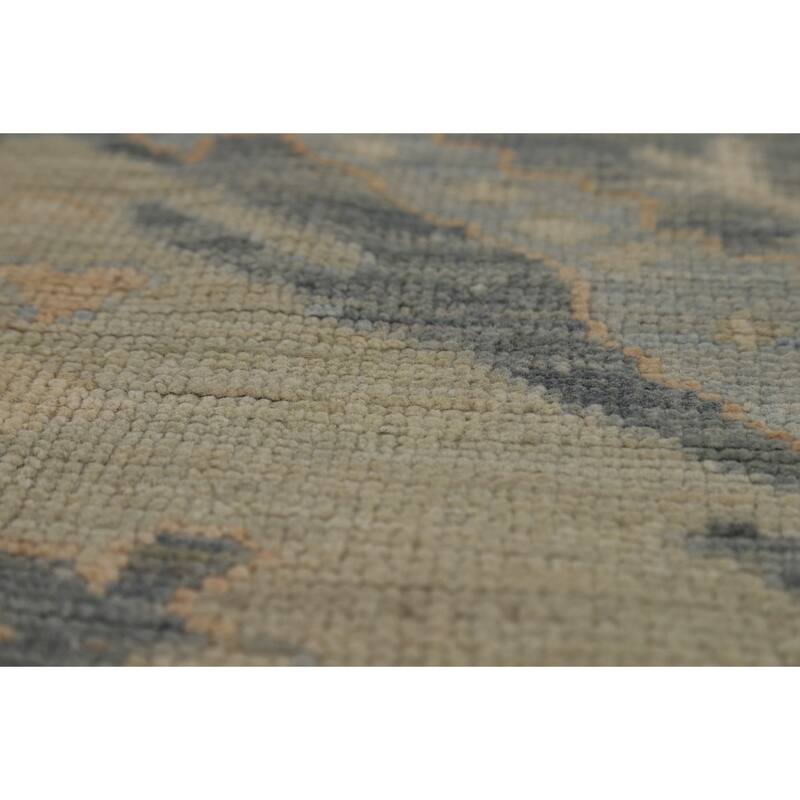 Vegetable Dye Oushak Turkish Rug Hand-Knotted Grey Wool Carpet - 9'2" x 11'10"